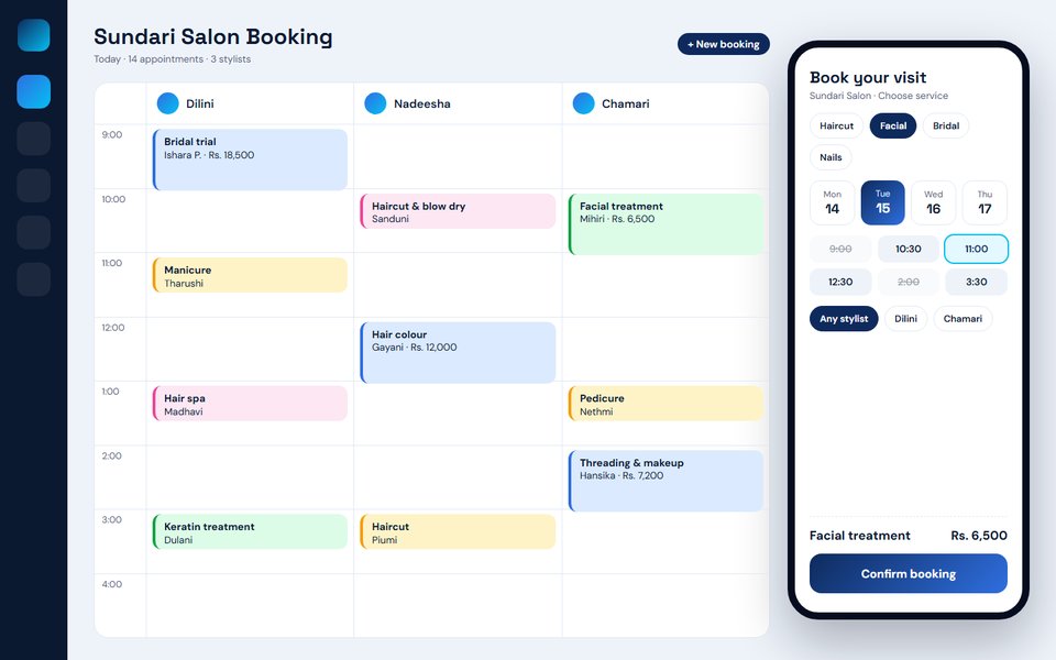 Screenshot of the Sundari salon booking sample web app