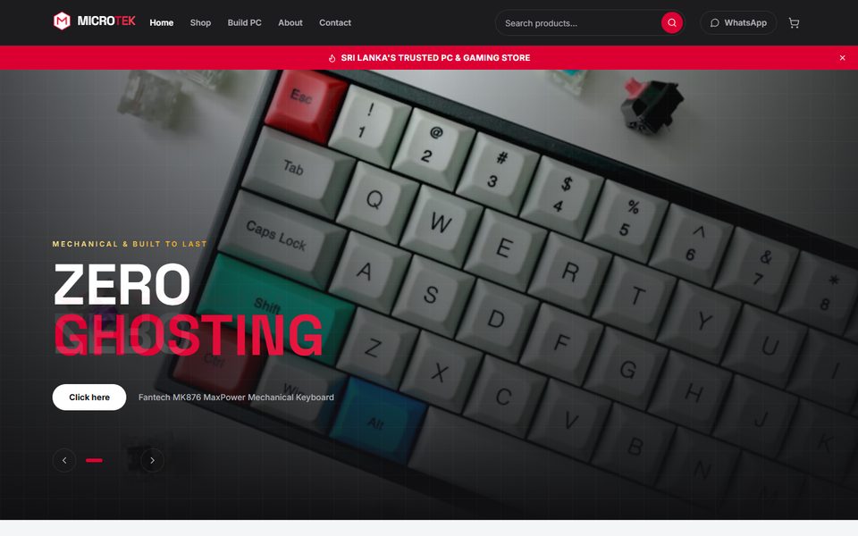 Screenshot of the Microtek website