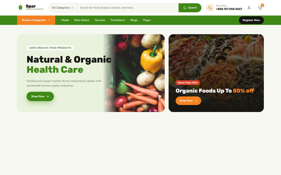 Screenshot of the Spar website